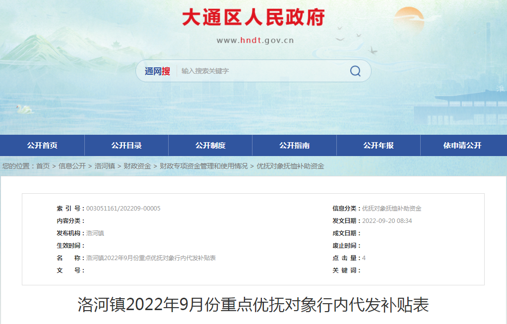 淮南洛河鎮2022年9月份重點優撫對象行內代發補貼表